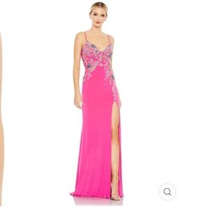 Multi color beaded floral cami gown